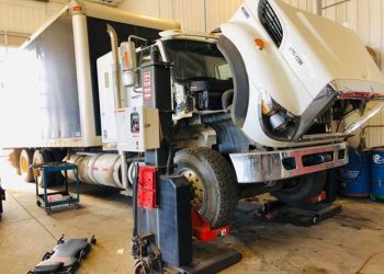 Truck-On-Hoist-For-Costly-Truck-Repair